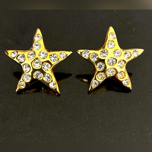 Jewelry - Star Gold and Rhinestone Earrings